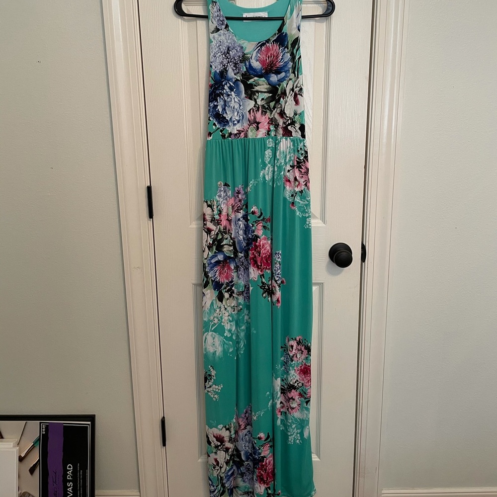 Floral Mint Maxi Dress